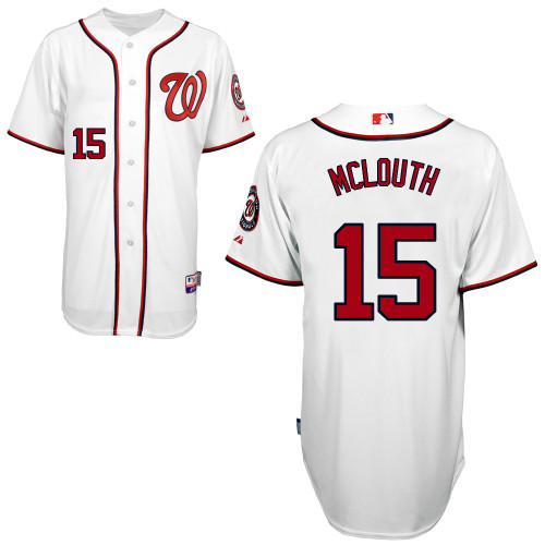 Nate McLouth #15 MLB Jersey-Washington Nationals Men's Authentic Home White Cool Base Baseball Jersey